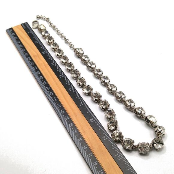 Chico’s Clear Rhinestone Necklace Silver Tone 24" Large Prong Set Stones - Picture 8 of 11